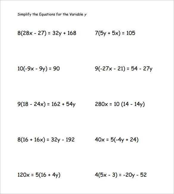 14+ Simple Algebra Worksheet Templates â Free Word & Pdf Documents